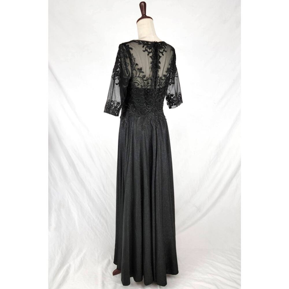 Chicas J006 Missy Maxi Dress Women L Blue Sparkly 3/4 Sleeve Formal Gown NWT - Picture 16 of 16
